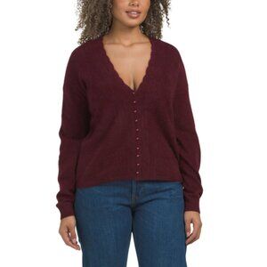 LAURA ASHLEY Endless Passion Cashmere Pointelle Puff Sleeve Sweater